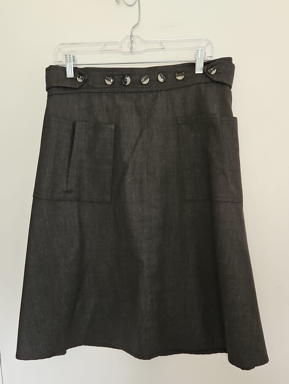 Vintage LL Bean Freeport Virgin Wool Wrap Skirt Button Details Size M